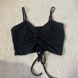 Black Ruched Crop Top